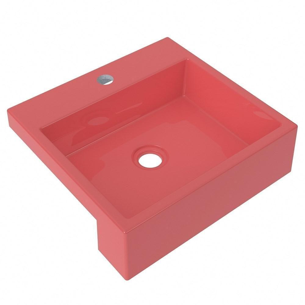 Cuba Pia Semi Encaixe Para Banheiro Quadrada Kuad 395 C08 Rosa - Mpozenato - 1
