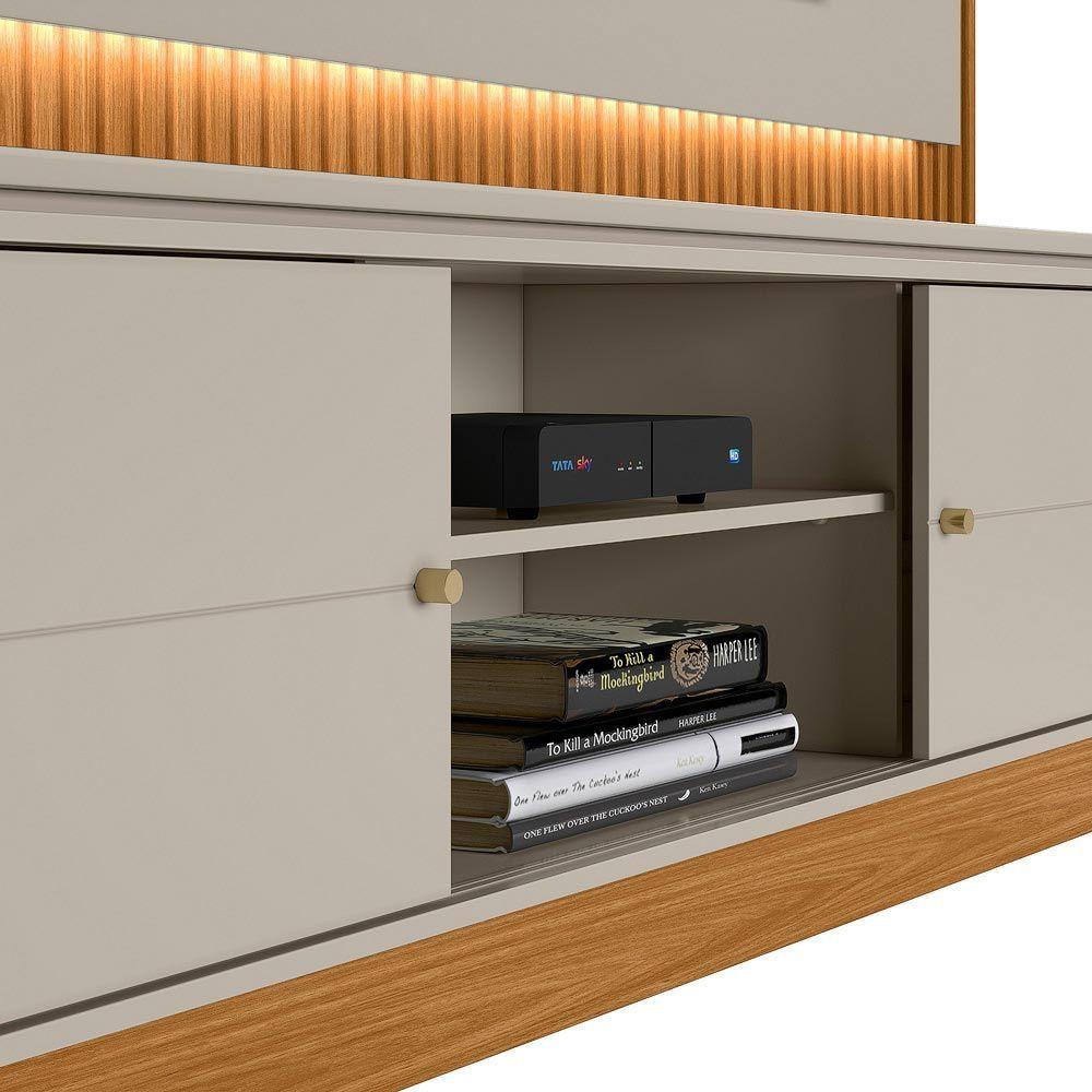 Estante Home 215Cm Valdivia Com Led Para Tv Até 75 Nature/Off White - 2
