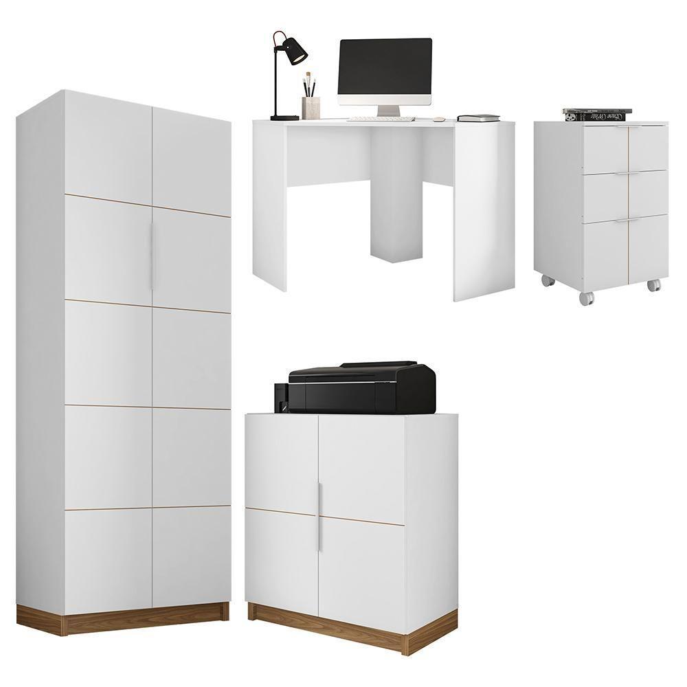 Kit Escritório Conjunto 4 Peças Cubic Branco Caemmun - 1