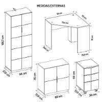 Kit Escritório Conjunto 4 Peças Cubic Branco Caemmun - 5