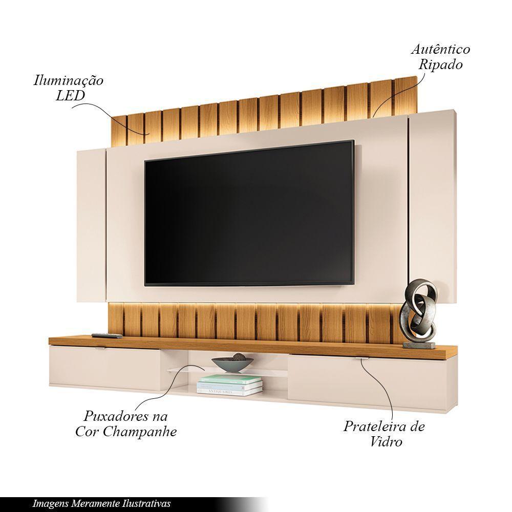 Painel Home Suspenso 2.2 Para Tv Até 70" Sala De Estar Shawn Off White/cinamomo G26 - Gran Belo - 3