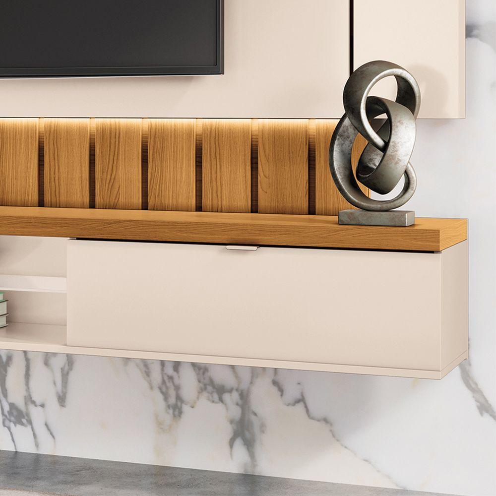 Painel Home Suspenso 2.2 Para Tv Até 70" Sala De Estar Shawn Off White/cinamomo G26 - Gran Belo - 4