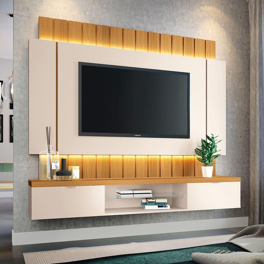 Painel Home Suspenso 1.8 Para Tv Até 55" Sala De Estar Shawn Off White/cinamomo G26 - Gran Belo - 1