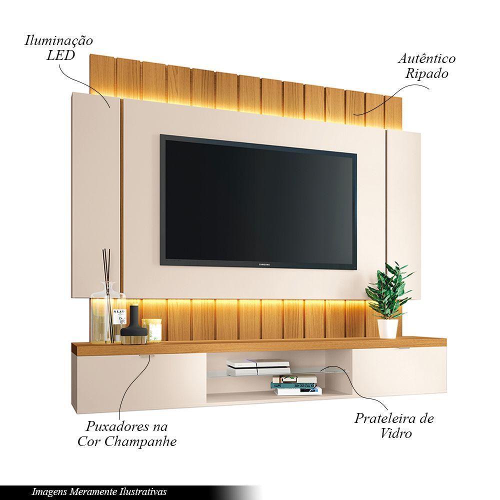 Painel Home Suspenso 1.8 Para Tv Até 55" Sala De Estar Shawn Off White/cinamomo G26 - Gran Belo - 4
