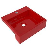 Cuba Pia Semi Encaixe Para Banheiro Quadrada Kuad 395 C08 Vermelho - 1