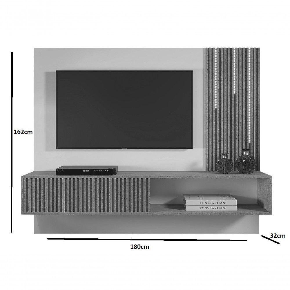Painel Malaga Ripado C/Led Cascata Para Tv Até 75 Polegadas Mavaular Naturalle/Off White. - 2
