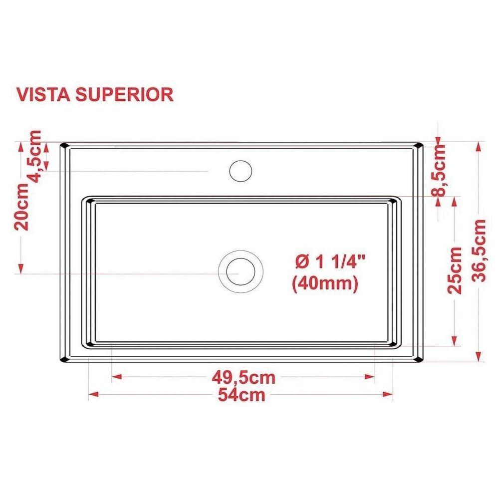 Cuba Pia Semi Encaixe Para Banheiro Retangular 54cm Xrt C08 Rosa - 3