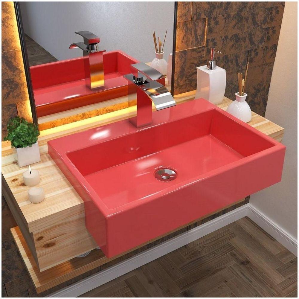 Cuba Pia Semi Encaixe Para Banheiro Retangular 54cm Xrt C08 Rosa - 4