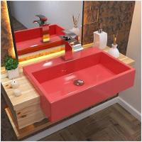 Cuba Pia Semi Encaixe Para Banheiro Retangular 54cm Xrt C08 Rosa - 4