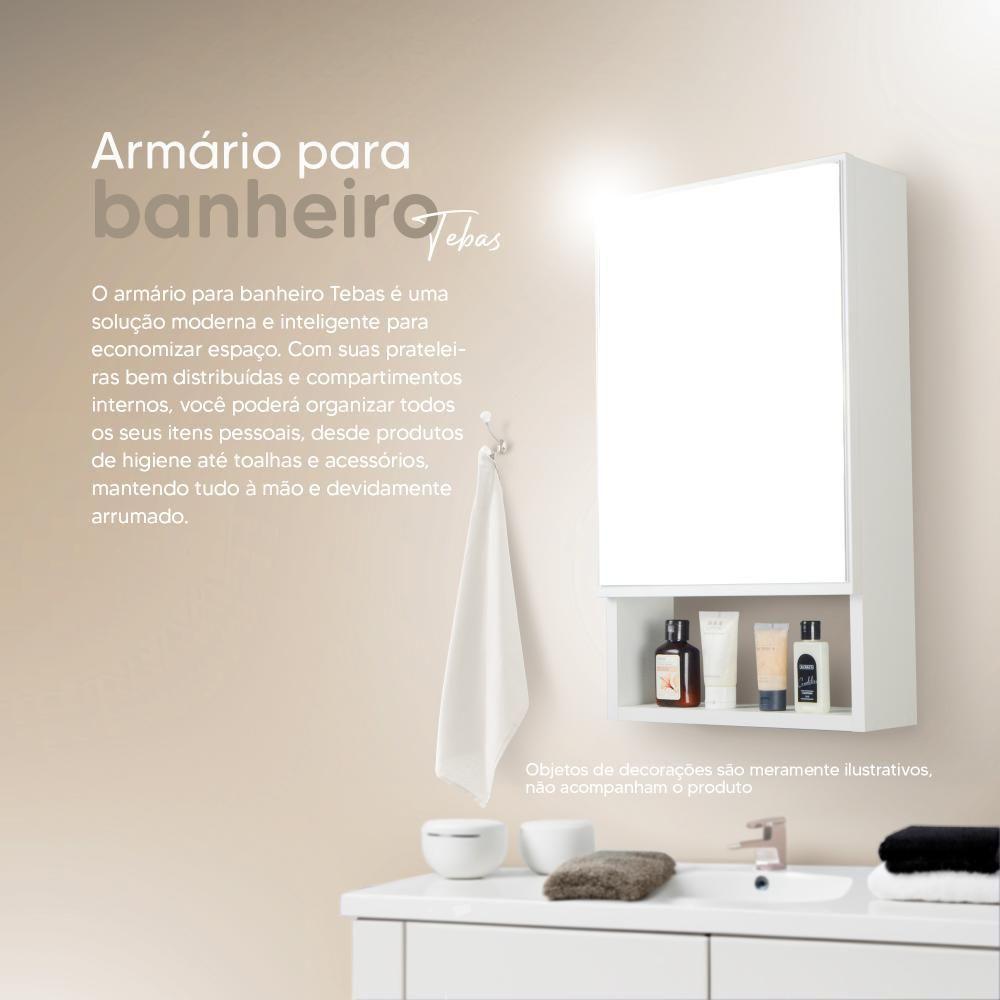 Armário Para Banheiro Com Espelho Tebas Branco 34cm - 1