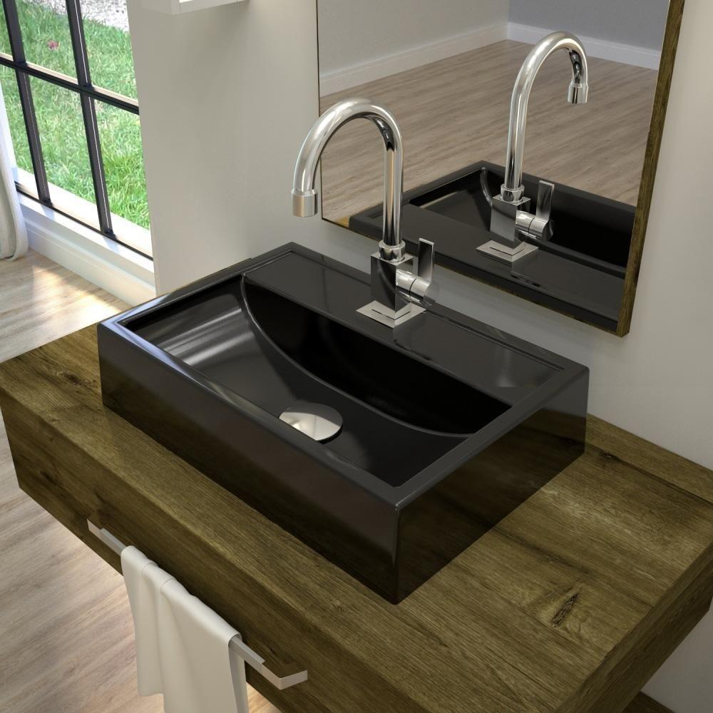 Cuba De Apoio Retangular Para Banheiro Lavabo C01 Q450 Preto - 5