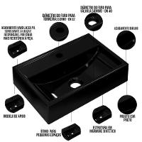 Cuba De Apoio Retangular Para Banheiro Lavabo C01 Q450 Preto