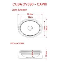 Cuba De Apoio Oval Para Banheiro Lavabo C01 Capri O39 Cinza - 7