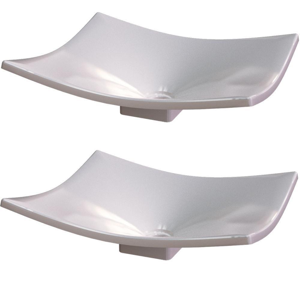 Kit 02 Cubas De Apoio Banheiro Lavabo C01 Folha F44 Bege - 1