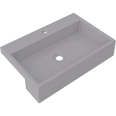 Cuba De Semi Encaixe Retangular Para Banheiro Xrt55 Cinza