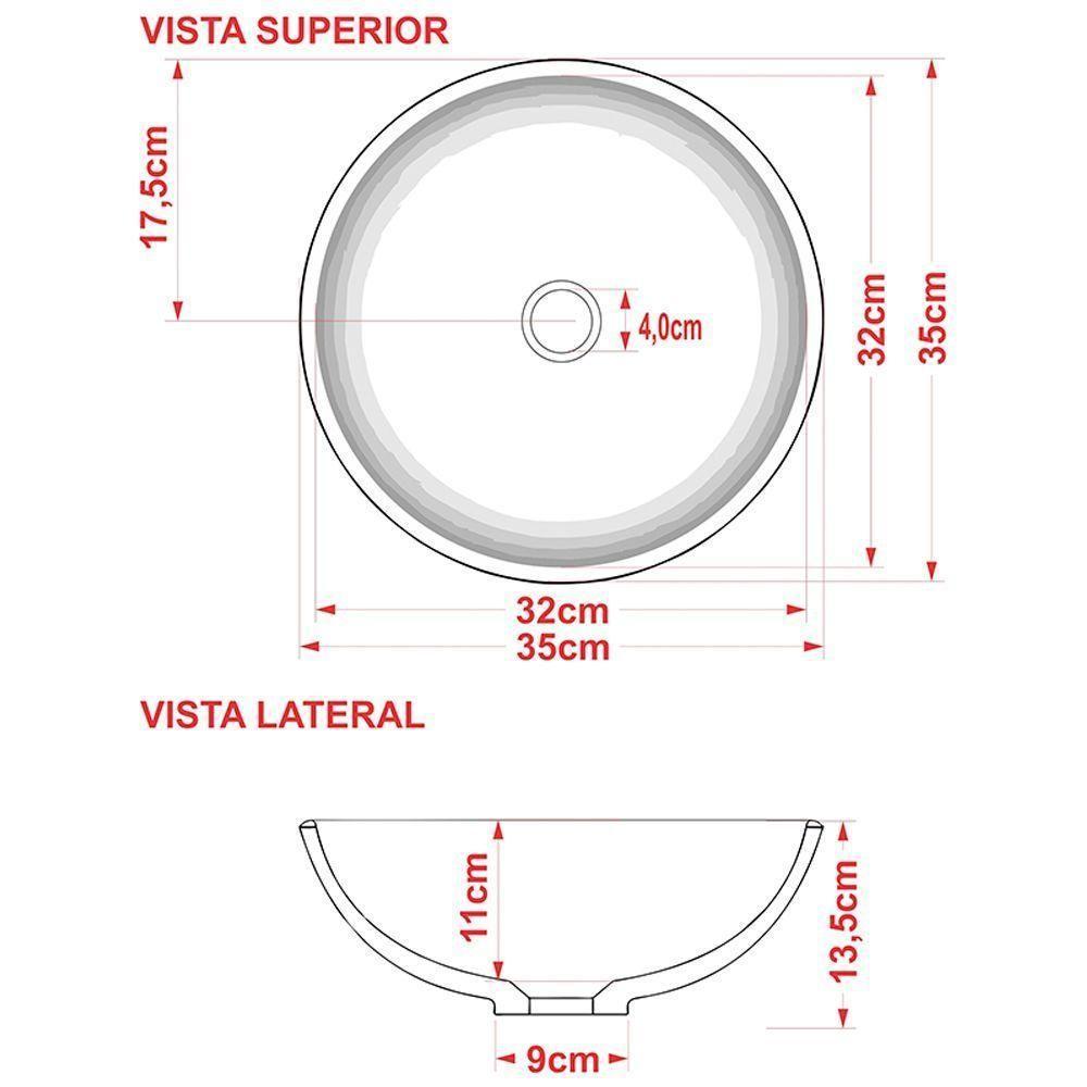 Cuba De Apoio Redonda C01 Para Banheiro R35W Vermelho - 2
