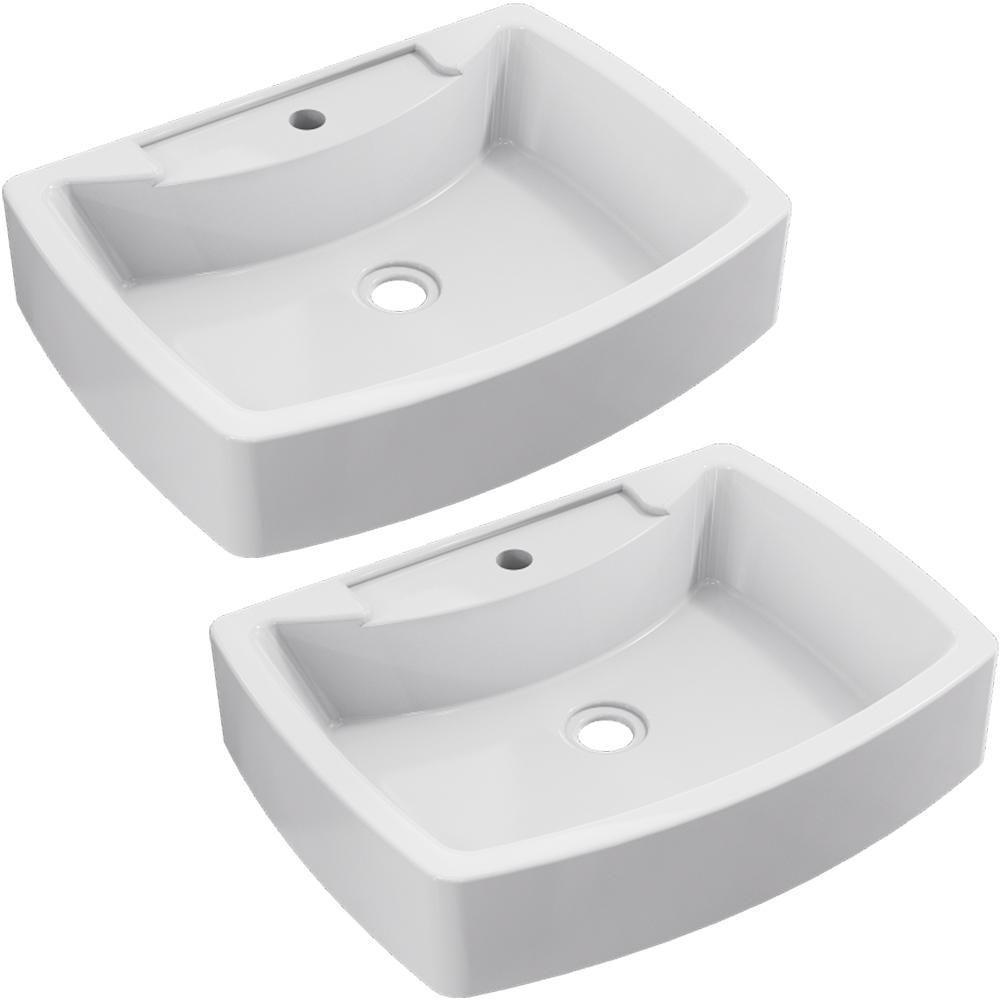 Kit 02 Cubas De Apoio Banheiro Lavabo C01 Rt50 Branco - 1