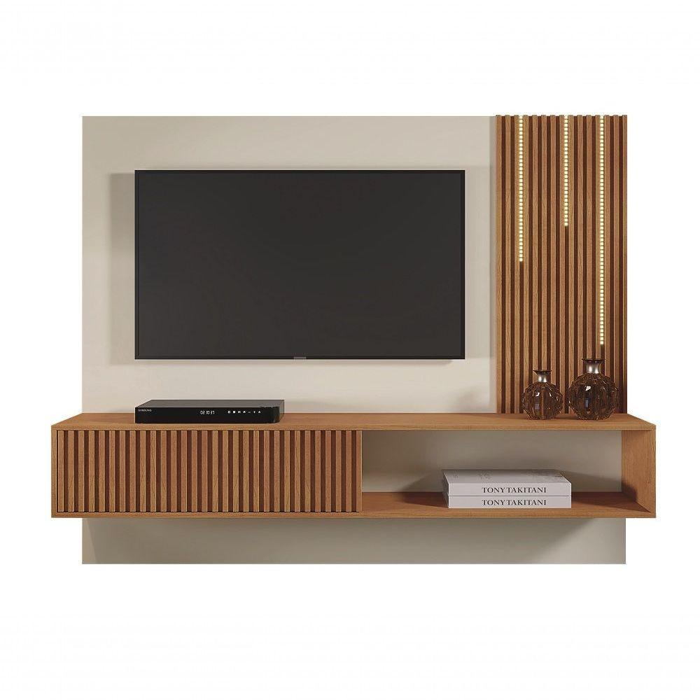 Painel Malaga Ripado C/led Cascata Para Tv Até 75 Polegadas Mavaular Naturalle/off White - 1