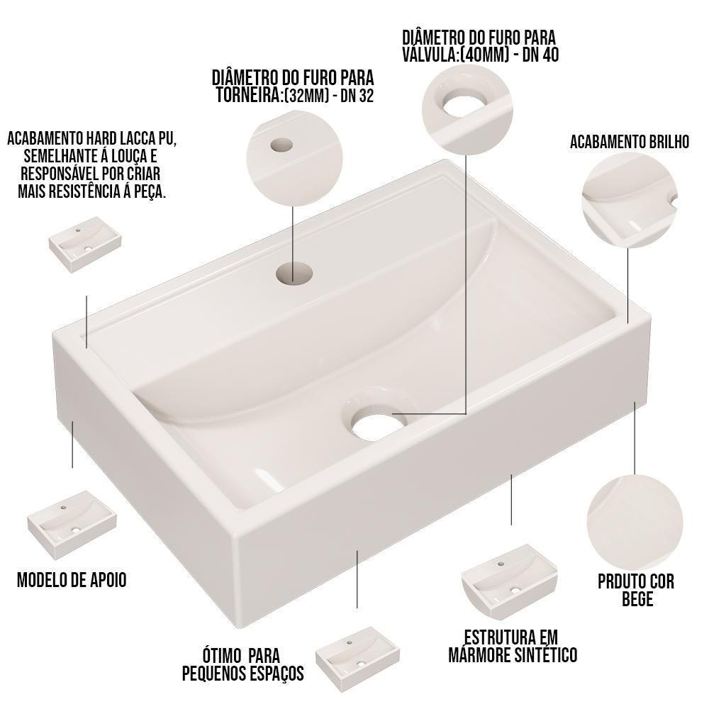 Kit 02 Cubas De Apoio Banheiro Lavabo C01 Q450 Bege - 3