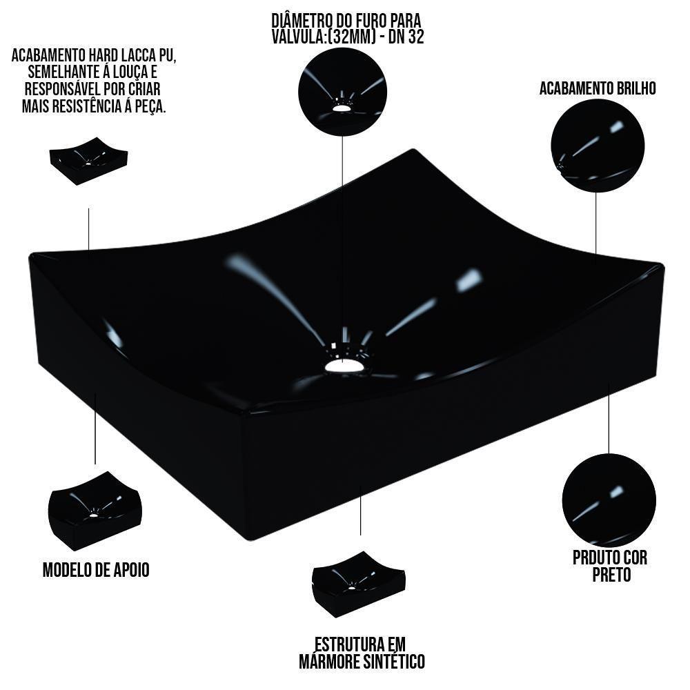 Kit 02 Cubas De Apoio Banheiro Lavabo C01 Ml44W Preto - 4