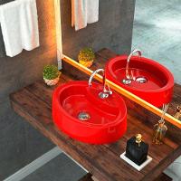 Cuba De Apoio Oval C01 Para Banheiro Onix O43 Vermelho - 3