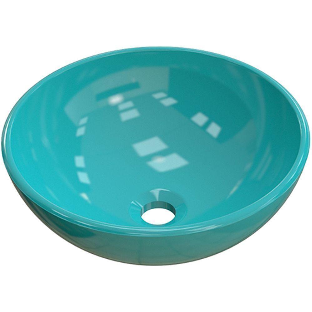 Cuba De Apoio Redonda C01 Para Banheiro R30W Azul Turquesa - 1