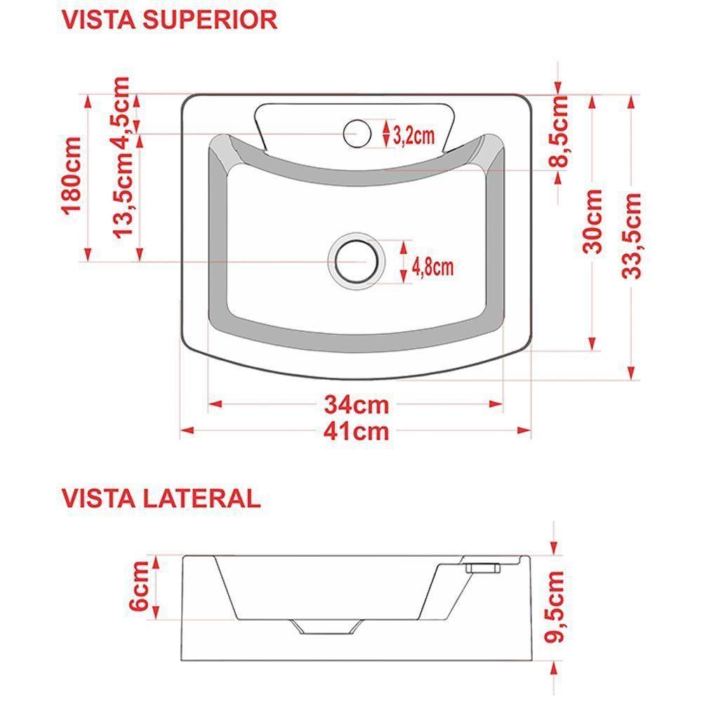 Cuba De Apoio Retangular C01 Para Banheiro Rt41 Aria Cinza - Lyam Decor - 2