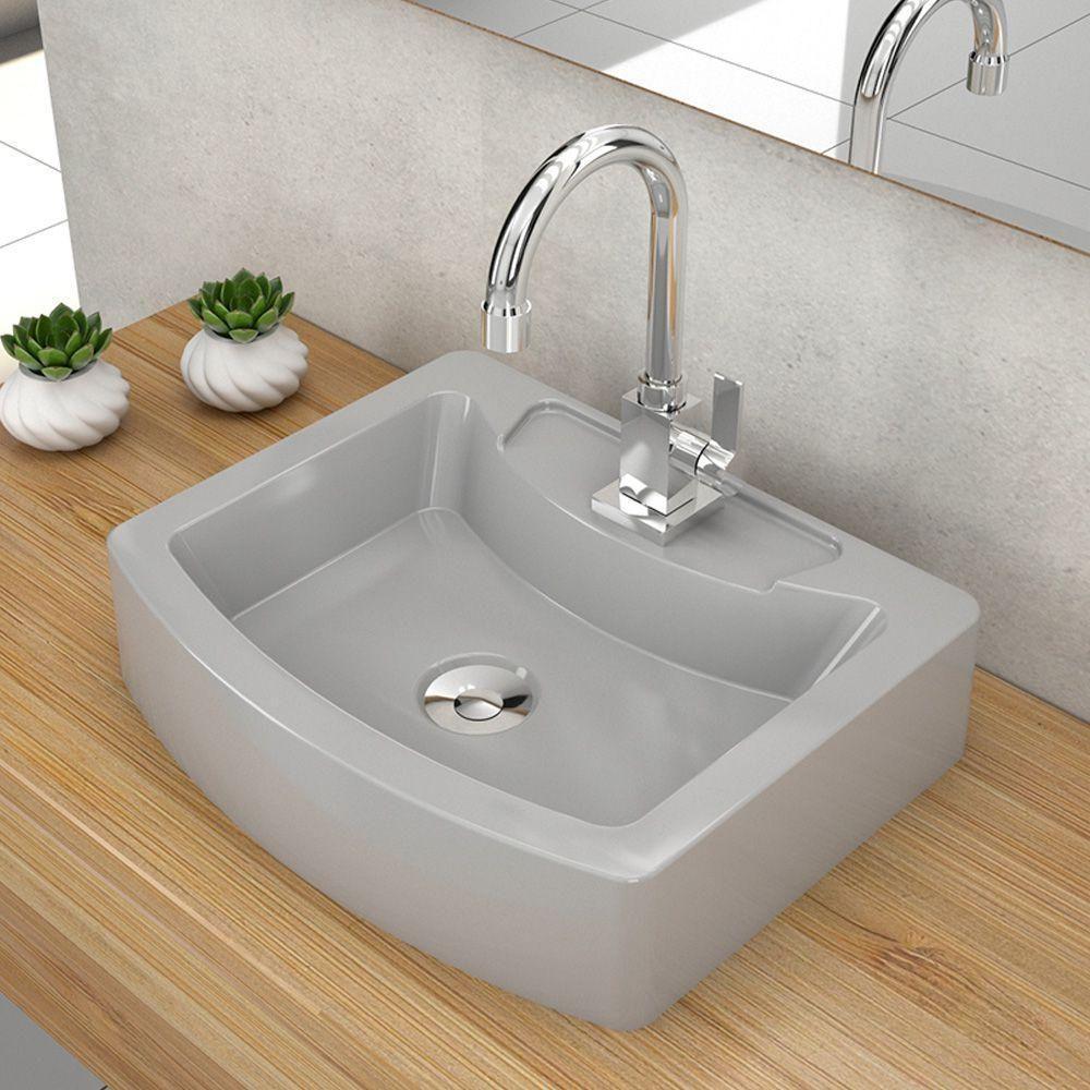 Cuba De Apoio Retangular C01 Para Banheiro Rt41 Aria Cinza - Lyam Decor - 3