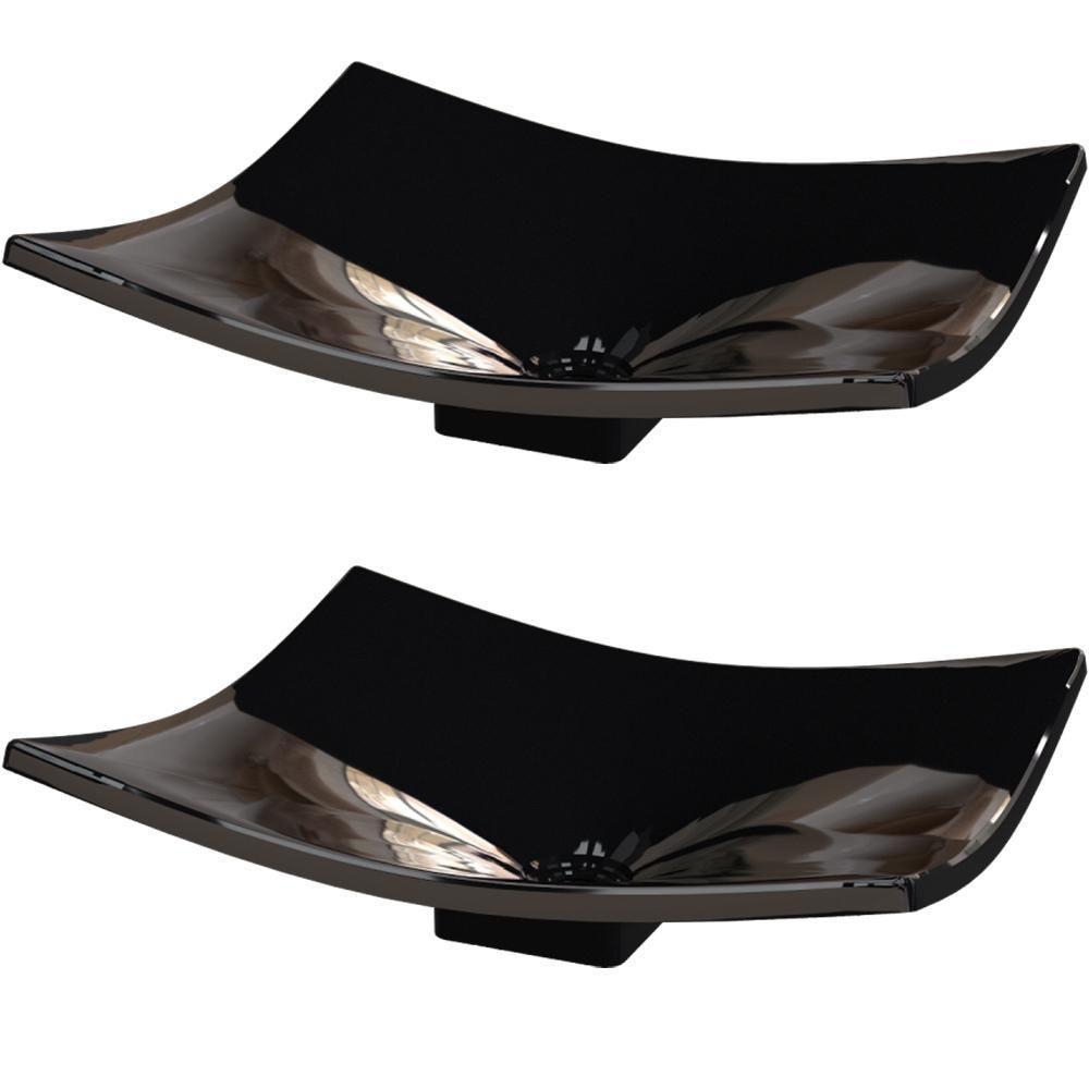 Kit 02 Cubas De Apoio Banheiro Lavabo C01 Folha F44 Preto - 1