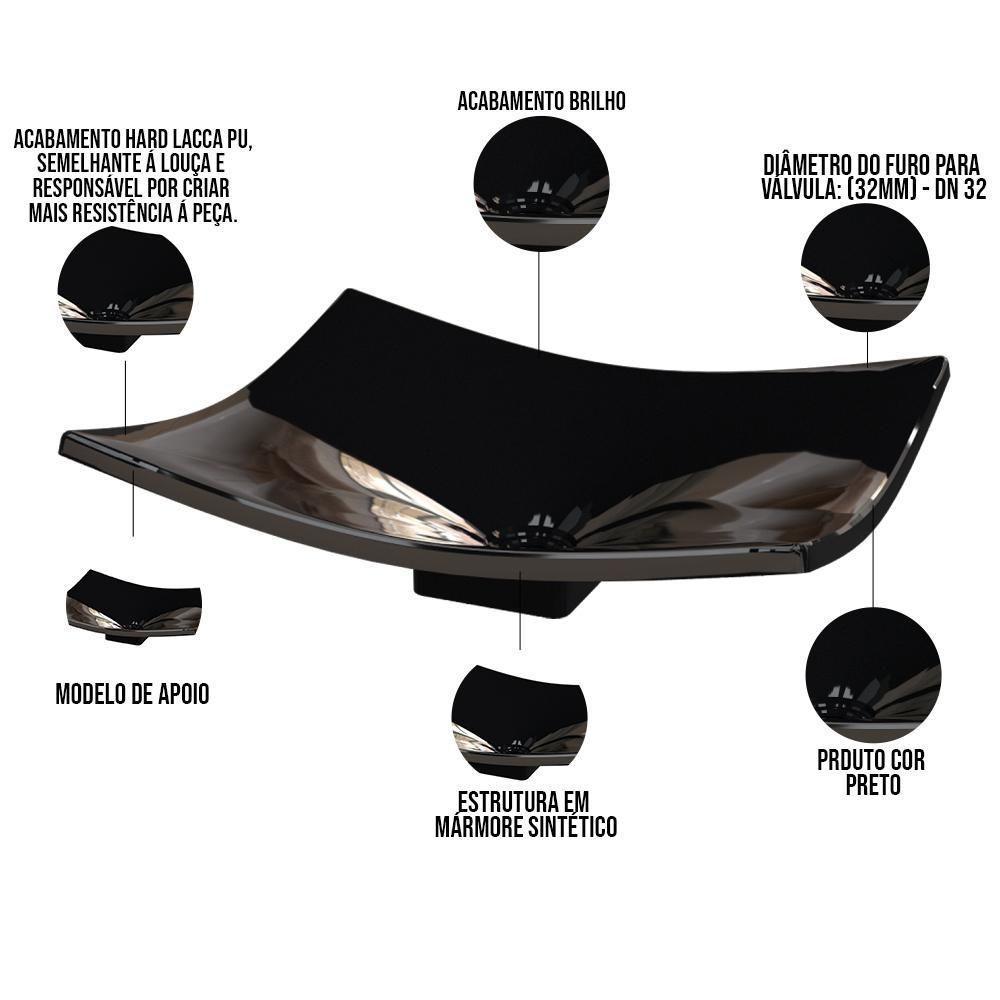 Kit 02 Cubas De Apoio Banheiro Lavabo C01 Folha F44 Preto - 4