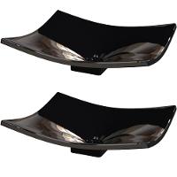 Kit 02 Cubas De Apoio Banheiro Lavabo C01 Folha F44 Preto - 1