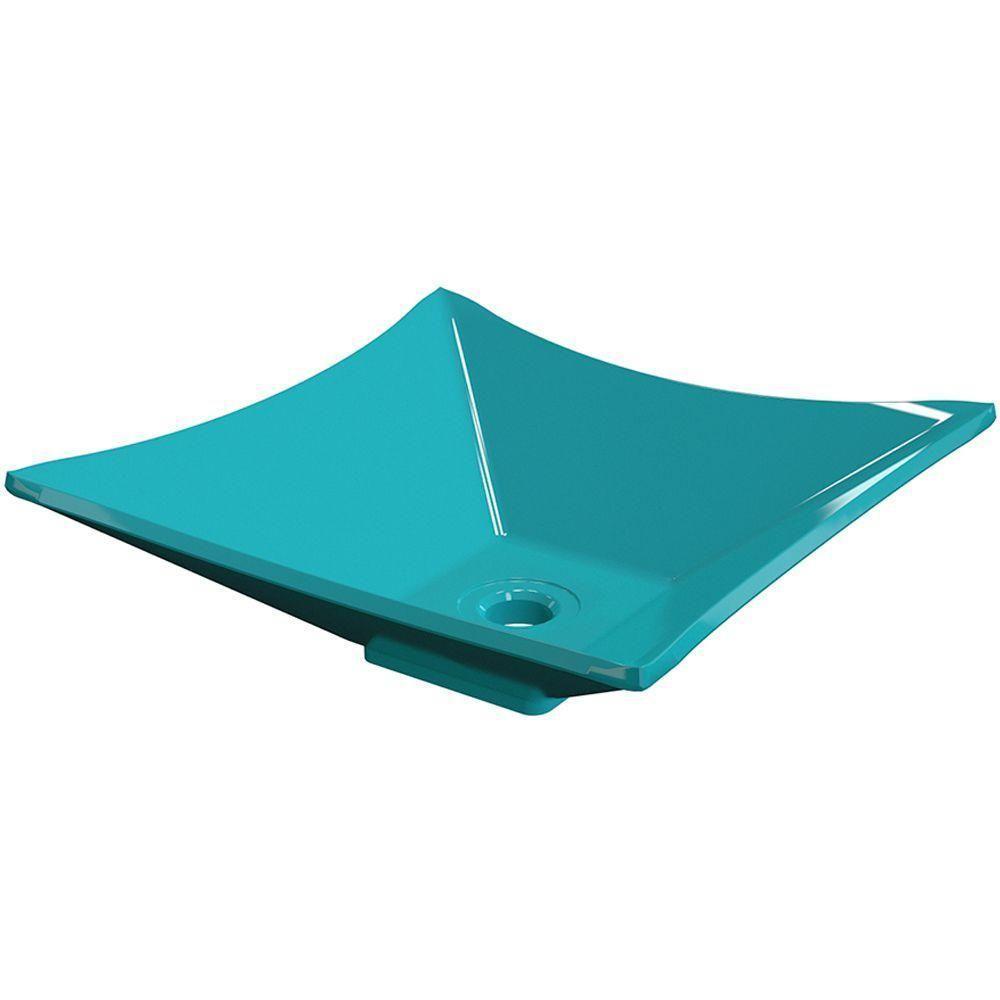 Cuba De Apoio Banheiro Quadrada C01 Lux L34 Azul Turquesa - 1