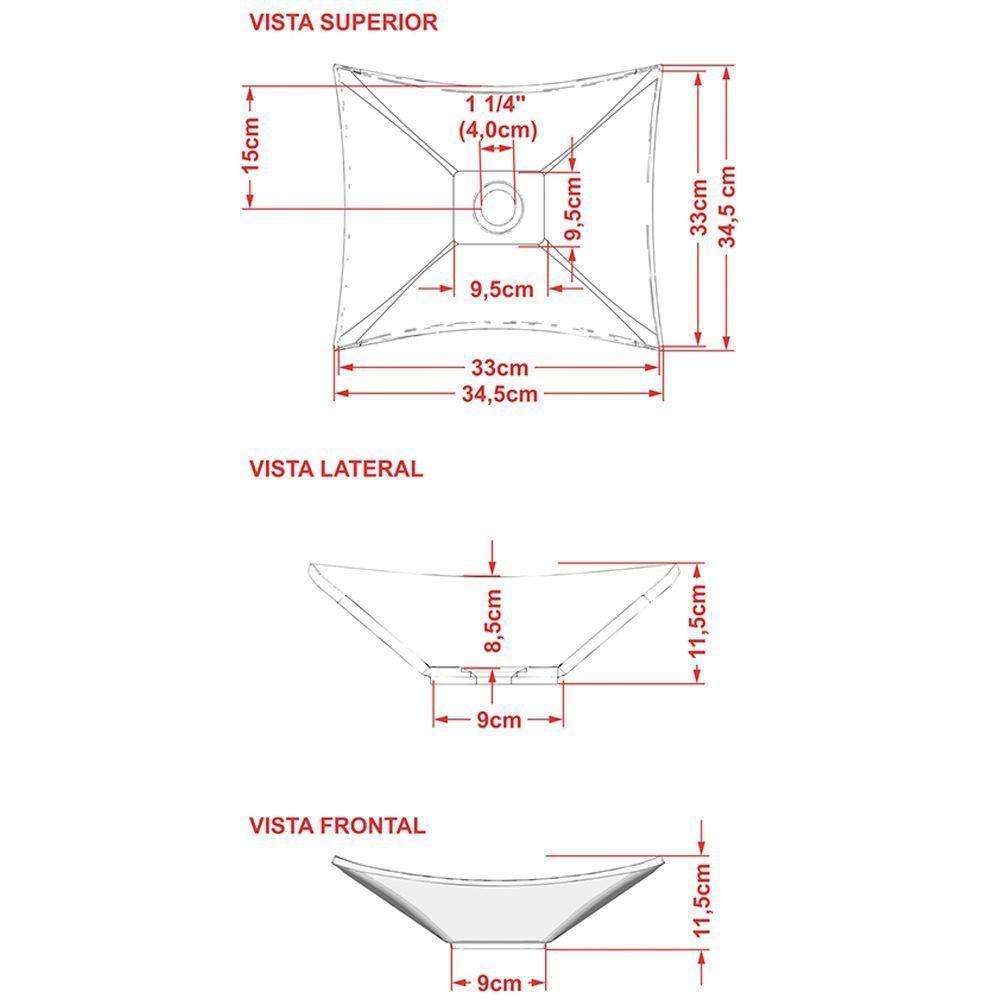 Cuba De Apoio Banheiro Quadrada C01 Lux L34 Azul Turquesa - 2