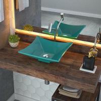 Cuba De Apoio Banheiro Quadrada C01 Lux L34 Azul Turquesa - 3