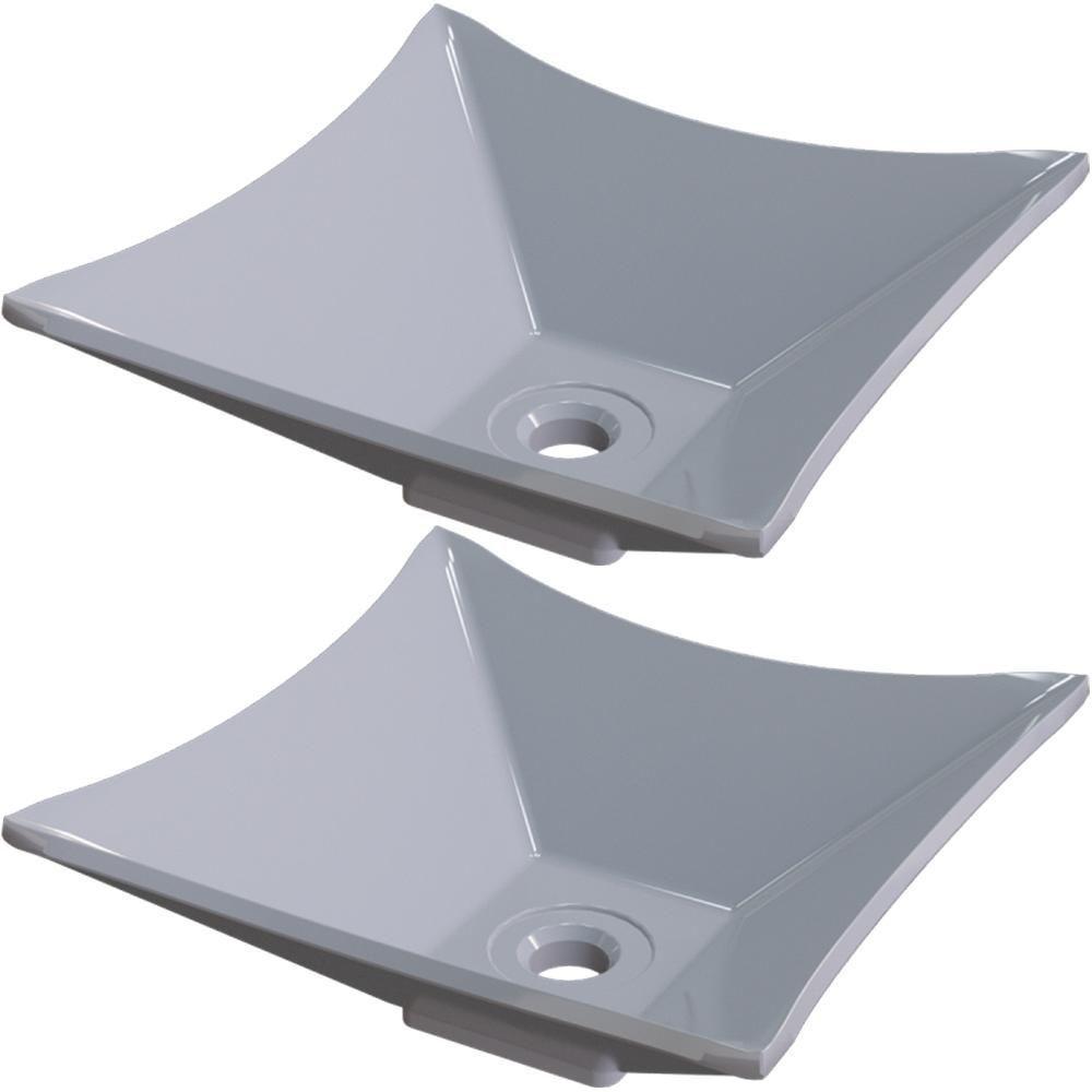 Kit 02 Cubas De Apoio Lux Banheiro Lavabo C01 L30 Cinza - 1