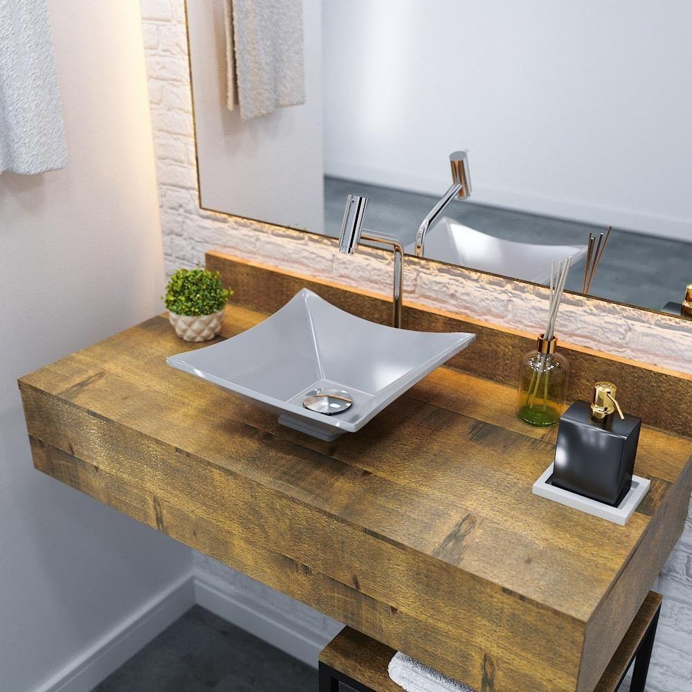 Kit 02 Cubas De Apoio Lux Banheiro Lavabo C01 L30 Cinza - 5