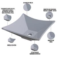 Kit 02 Cubas De Apoio Lux Banheiro Lavabo C01 L30 Cinza - 16