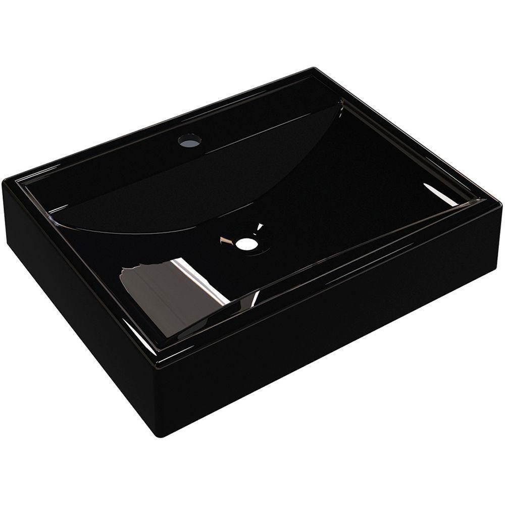 Cuba De Apoio Retangular C01 Banheiro Rt49 Preto Brilho - 1