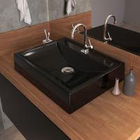 Cuba De Apoio Retangular C01 Banheiro Rt49 Preto Brilho - 3