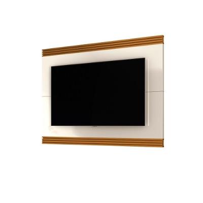 Painel Para Tv De Até 75" Ripado Munique 180cm Cor:offwhite E Cedro Offwhite E Cedro