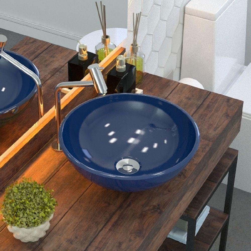 Cuba De Apoio Redonda C01 Para Banheiro R35W Azul Escuro - 3