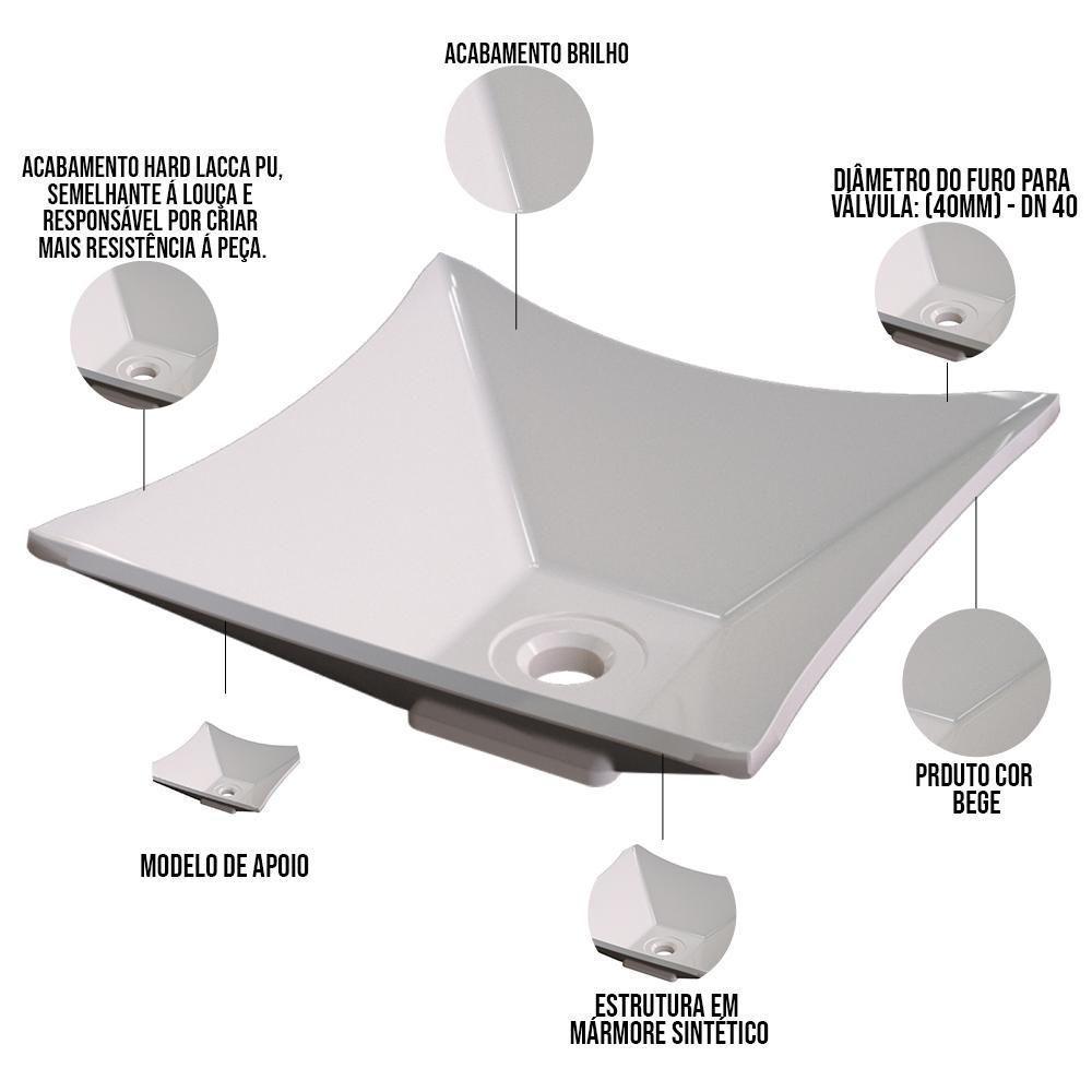 Kit 02 Cubas De Apoio Lux Banheiro Lavabo C01 L30 Bege - 4