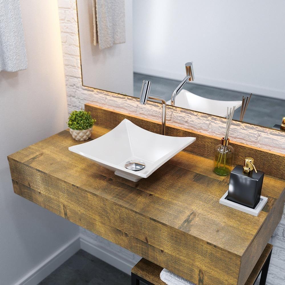 Kit 02 Cubas De Apoio Lux Banheiro Lavabo C01 L30 Bege - 5