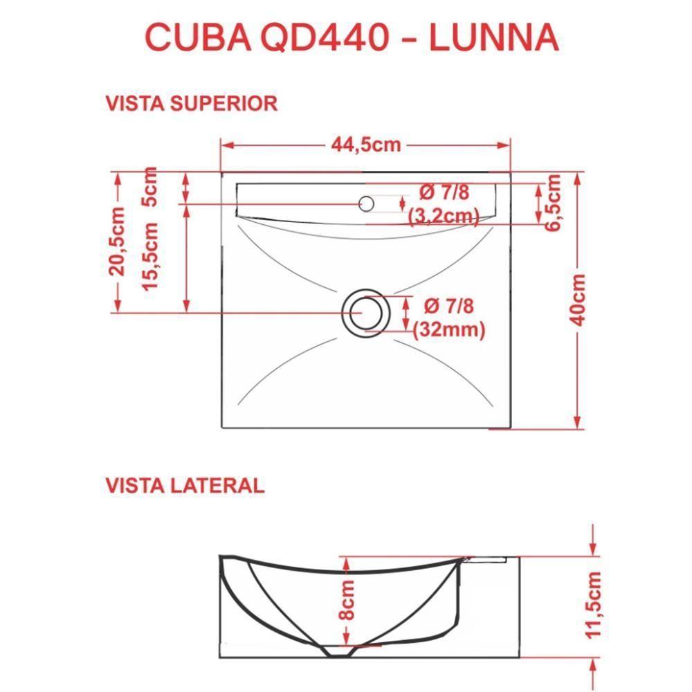 Kit 02 Cubas De Apoio Banheiro Lavabo C01 Q440 Branco - 3