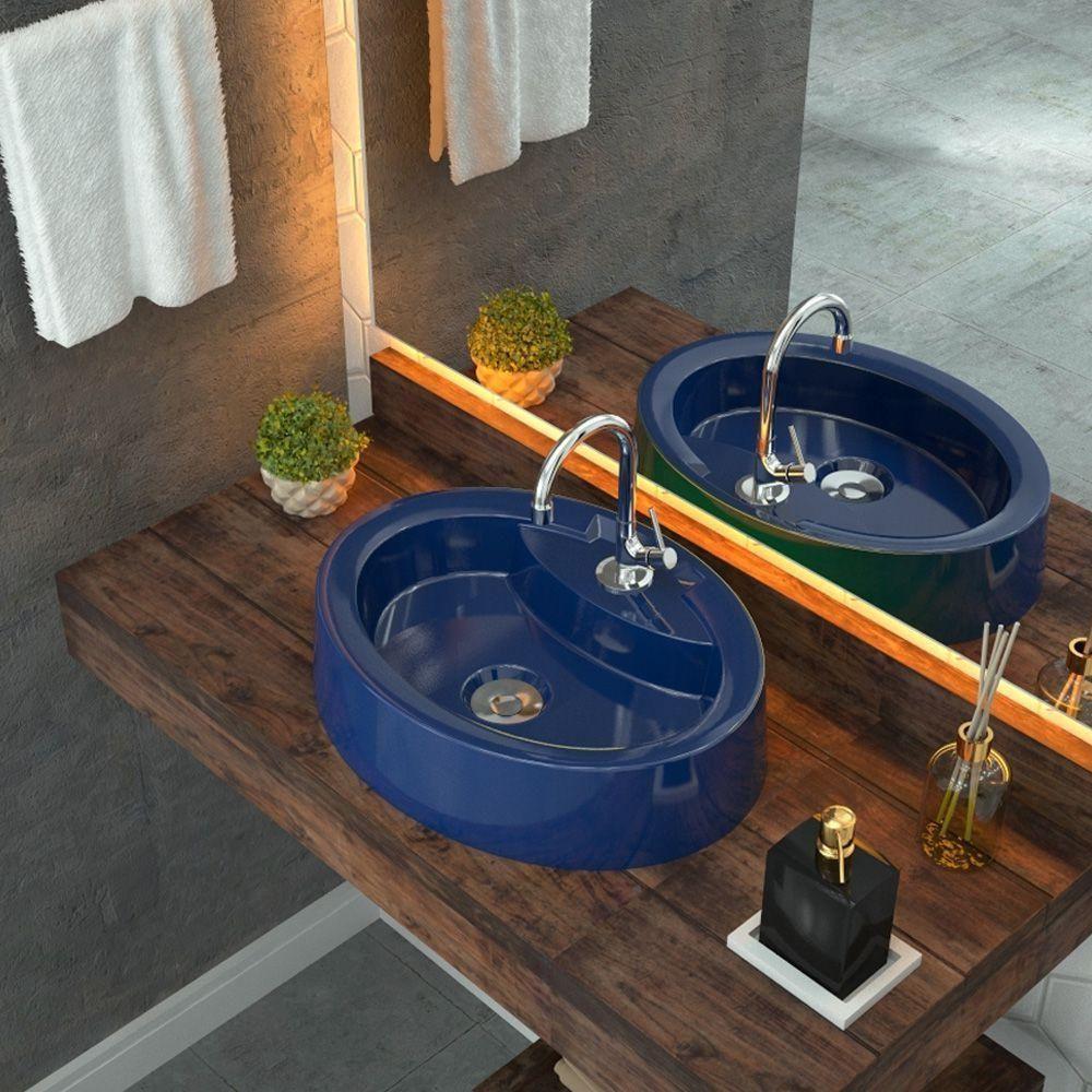 Cuba De Apoio Oval C01 Para Banheiro Onix O43 Azul Escuro - 3