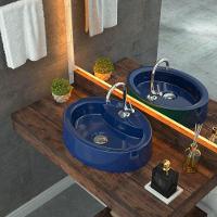 Cuba De Apoio Oval C01 Para Banheiro Onix O43 Azul Escuro - 3