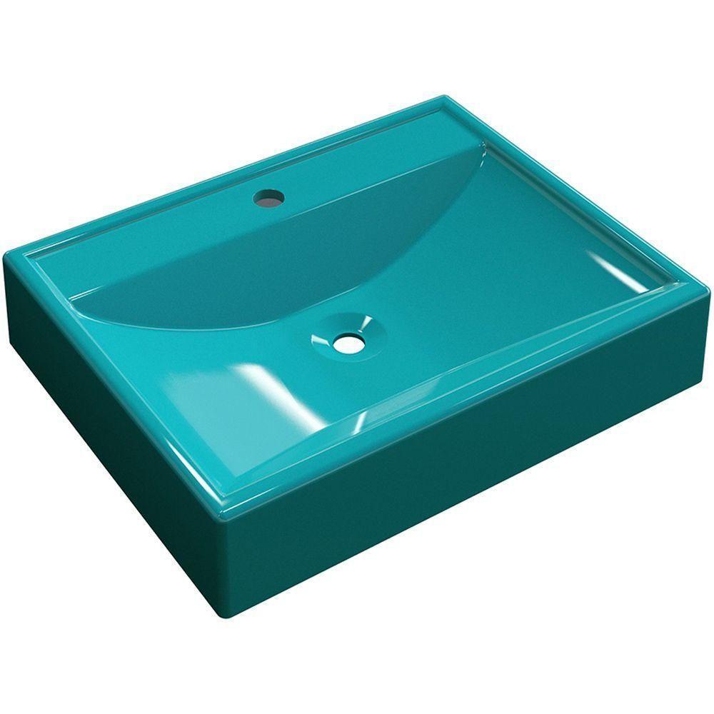 Cuba De Apoio Retangular C01 Banheiro Rt49 Azul Turquesa - 1