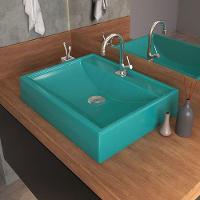 Cuba De Apoio Retangular C01 Banheiro Rt49 Azul Turquesa - 3