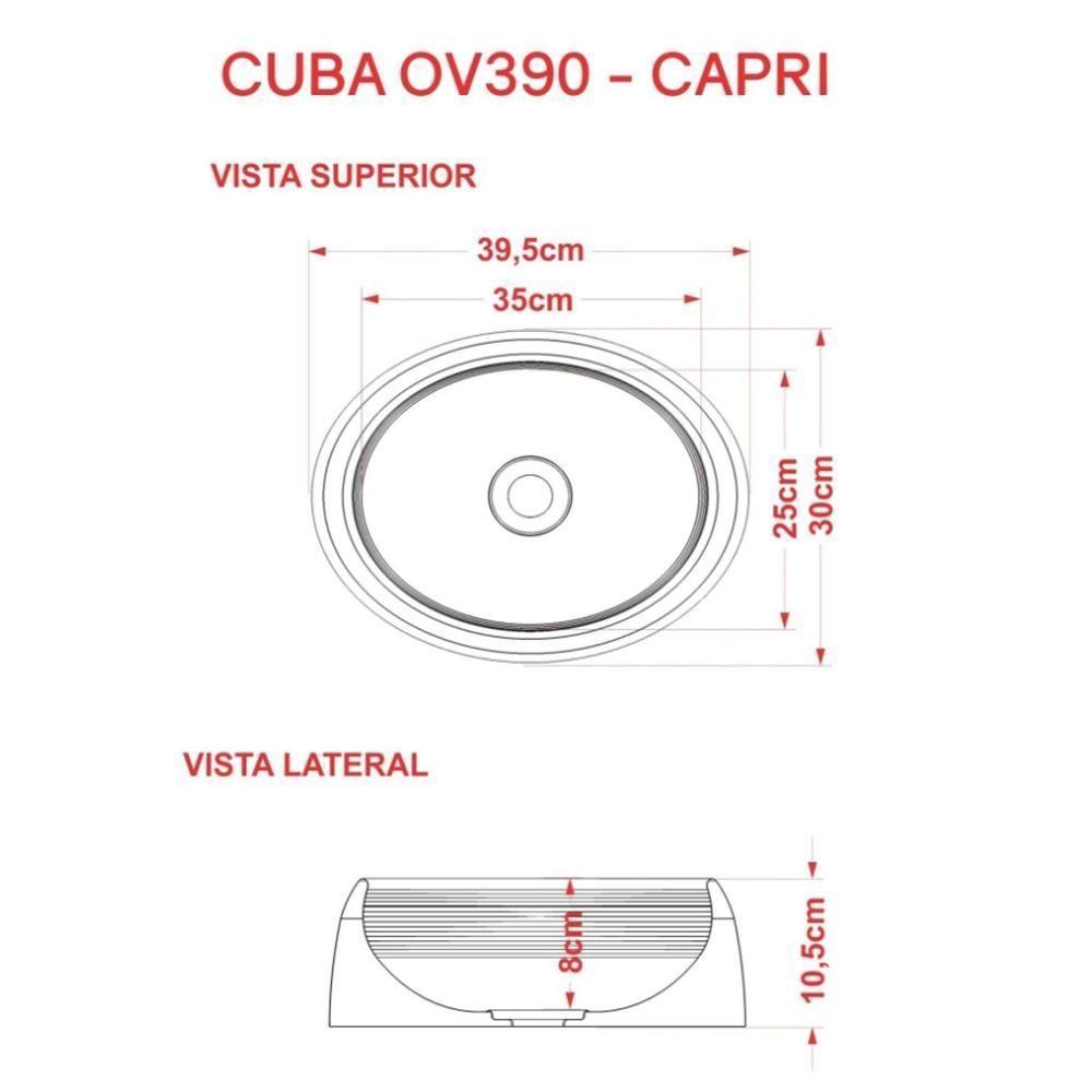 Cuba De Apoio Oval Para Banheiro Lavabo C01 Capri O39 Bege - 4