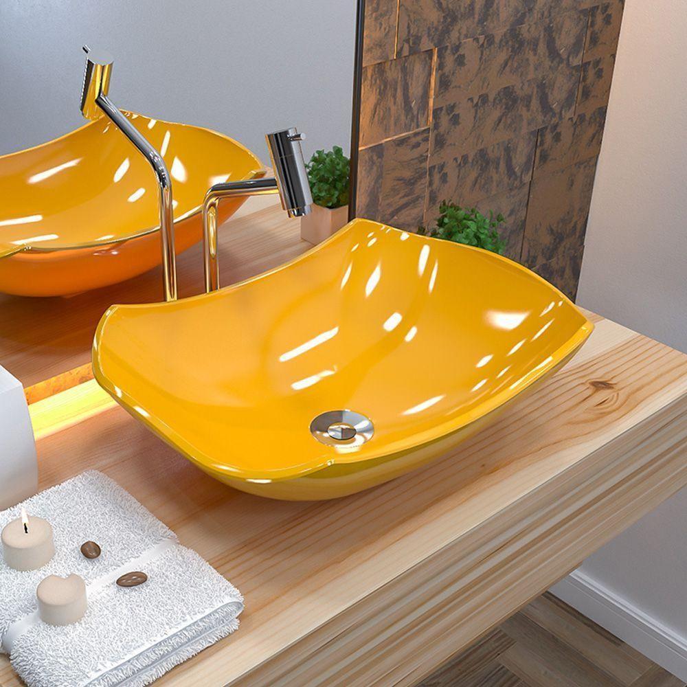 Cuba De Apoio Abaulada C01 Para Banheiro Lux L42 Amarelo - 3